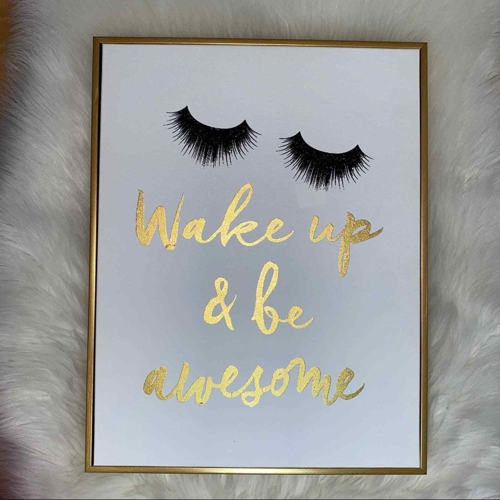 Colleen Karis Designs Wake Up & Be Awesome Canvas Glitter Printed Wall Art 16x20